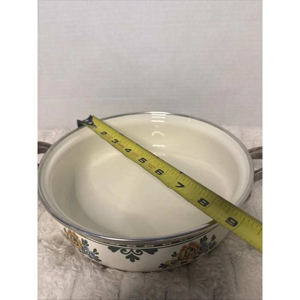 Vintage West Germany ASTA Enamelware Fissler Buffet Server Casserole Dish Floral